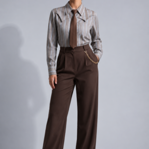 Classic Stripe Tie Shirt – Grey