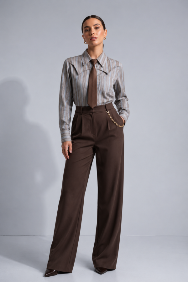 Classic Stripe Tie Shirt – Grey