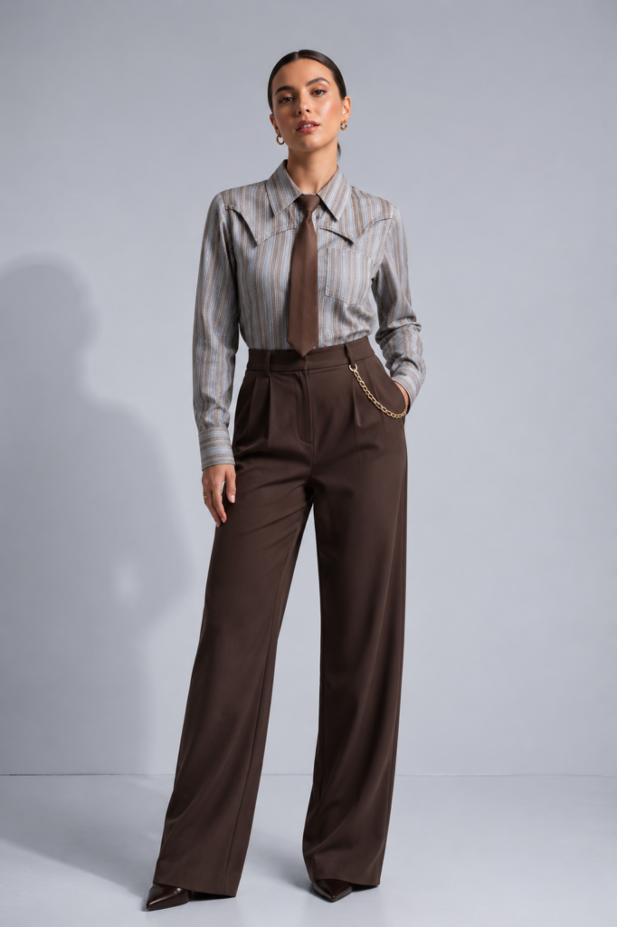 Classic Stripe Tie Shirt – Grey