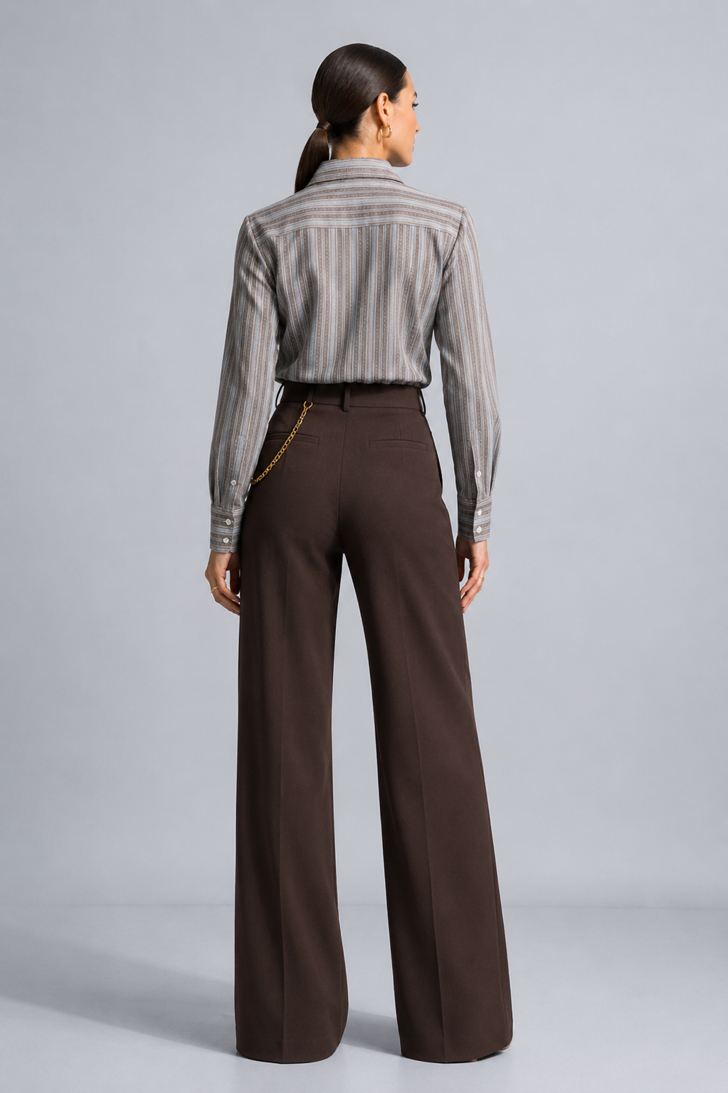 Classic Stripe Tie Shirt – Grey - Image 2